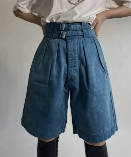 【MEND】 Italian ARMY Dyed Gurkha shorts -Blue-/ 220625-004