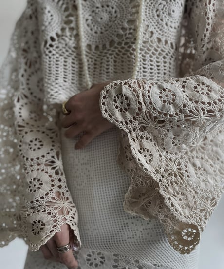 【RE;CIRCLE】 RE Crochet Lace Shirt Tops / 220427-016