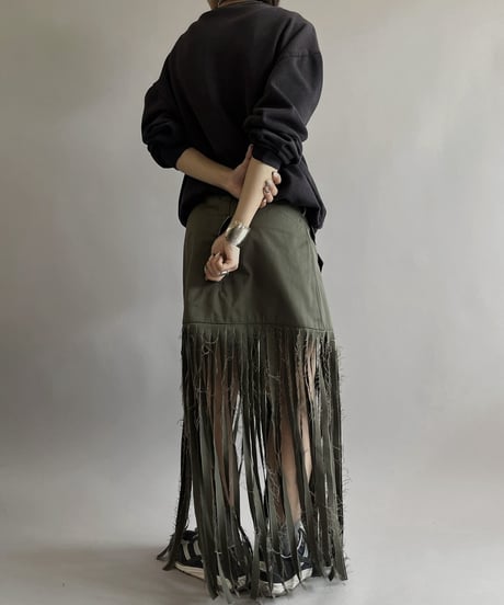 【RE;CIRCLE】 RE Trench Fringe Skirt KHAKI / 240407-031