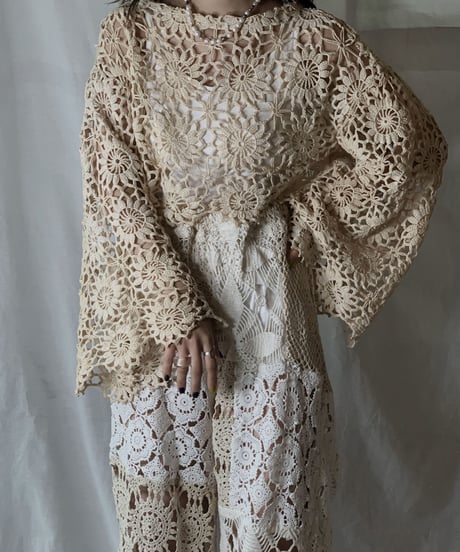 【RE;CIRCLE】  RE Crochet L/S Top/210512-011