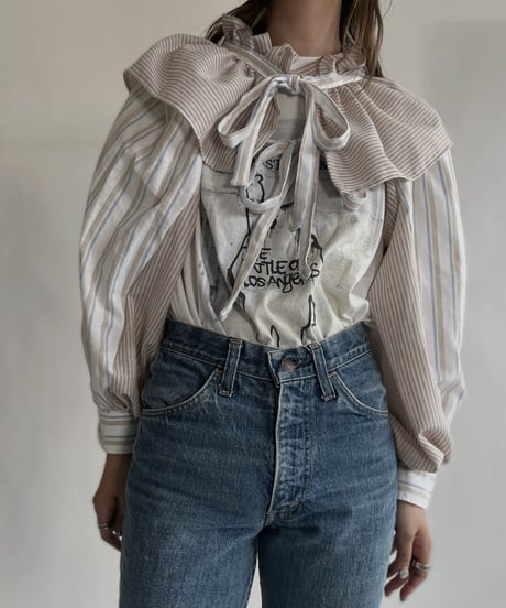 【RE;CIRCLE】 RE Striped Shirt Detachable Collar + Bolero / 220609-011