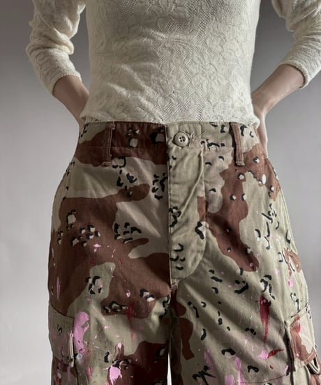 【USED】 Military Camouflage Cut Off Paint Pants /260226-014