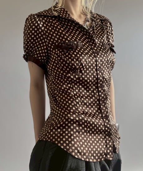 【USED】 Dot Pattern Puff Sleeves Blouse / 2560613-027
