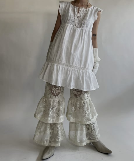 【RE;CIRCLE】 RE Crochet Lace Tiered Pants / 220526-041