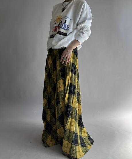 【USED】 Check Patterned Pleats Kilt Skirt / 241019-023