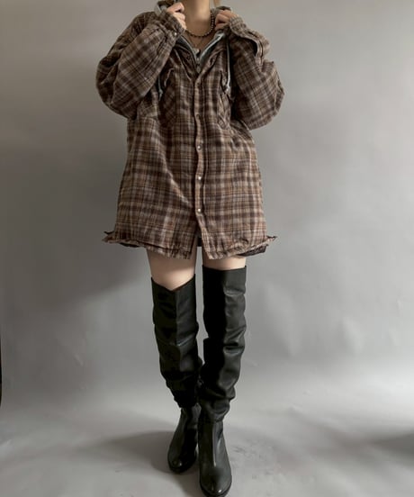 【USED】 Dickies Cotton Flannel Hooded Shirt Jacket /251025-008