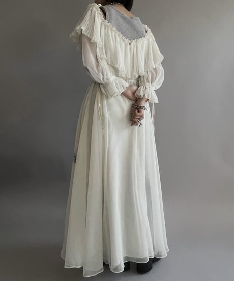 【Mashup Products】 Silk Screen Sheer Long  One-Piece /  240217-003