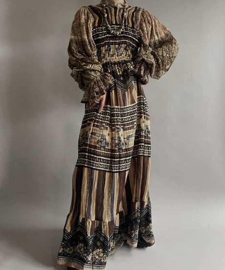 【RE;CIRCLE】 RE Indian Cotton Balloon Sleeved One-piece / 220901-009