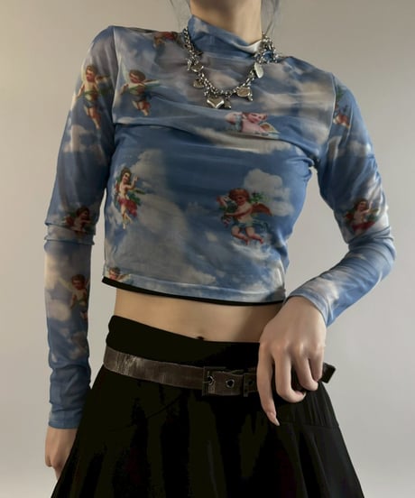 【USED】 Angel Pattern Sheer Top / 260307-023