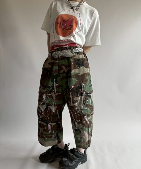 【USED】 Military Camouflage Painted Cut off Shorts  / 250719-007