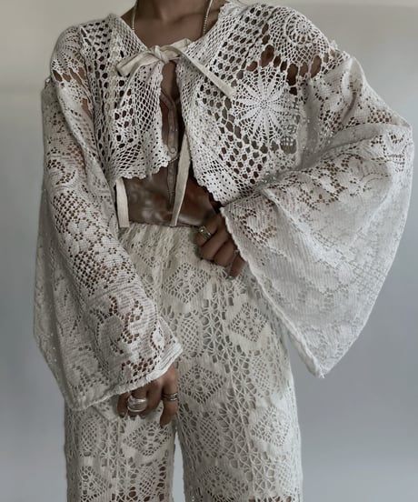 【RE;CIRCLE】 RE Crochet Lace Flare Sleeves Bolero / 220526-043