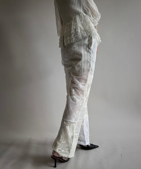 【RE;CIRCLE】 RE Crochet Lace Patch work Pants / 250731-010