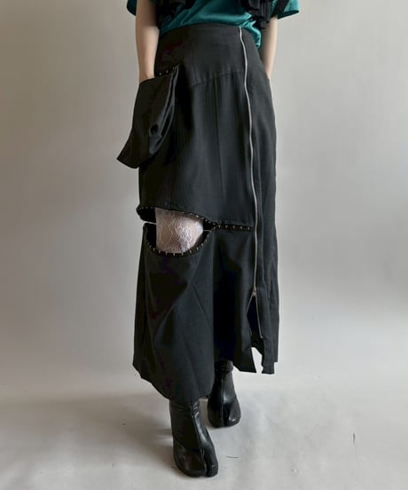 【RE;CIRCLE】 RE Suit Asymmetry Long Skirt/ 250717-014