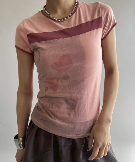 【USED】 Cop.Copine Flower Print Numbering Top  /251014-003
