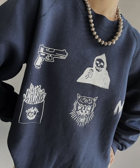 【Mashup Products】 Silk Screen L/S Sweat top /  240217-007