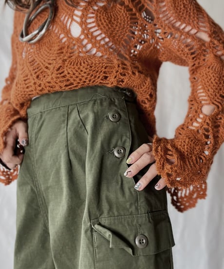 【USED】   Crochet Knit L/S Top①/210921-035