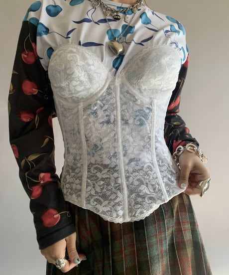 【USED】 Lace Patterned Corset Top/241124-009