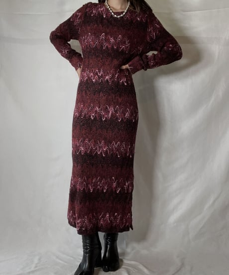 【USED】  Knit L/S One-piece/211014-050