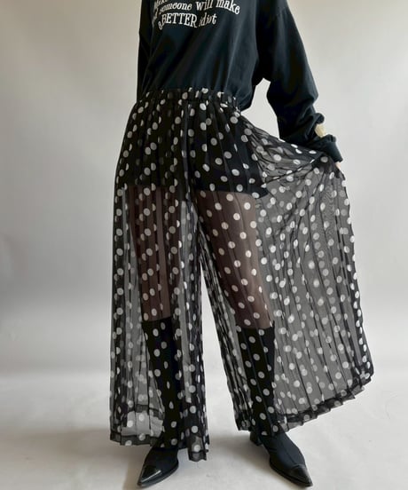 【USED】 Sheer Dot Pattern Pleats Pants /260418-005