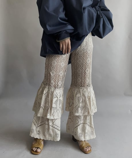 【RE;CIRCLE】 RE Crochet Tiered Pants / 230330-021