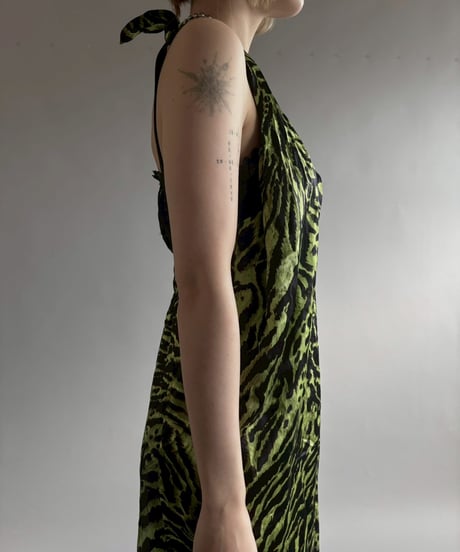 【USED】 GANNI Zebra Pattern Halter Neck One-Piece  /251004-027
