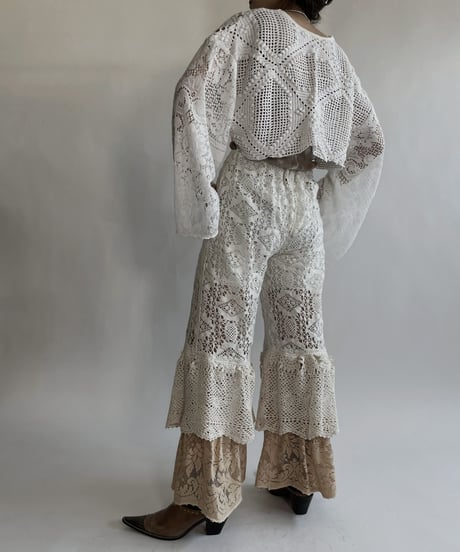 【RE;CIRCLE】 RE Crochet Lace Tiered Pants / 220526-042