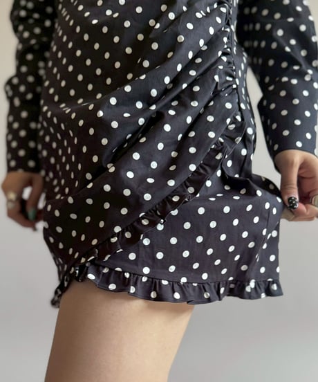 【USED】 SOFIA Dot Pattern Puff Sleeve Mini One-Piece / 260404-025