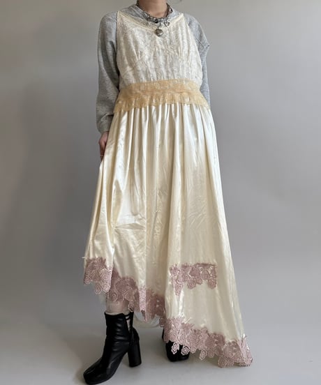 【USED】  Lace Patterned Camisole Long One-Piece /250104-015