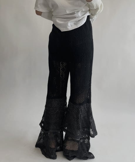 【RE;CIRCLE】 RE Crochet Tiered Pants Black / 220818-011