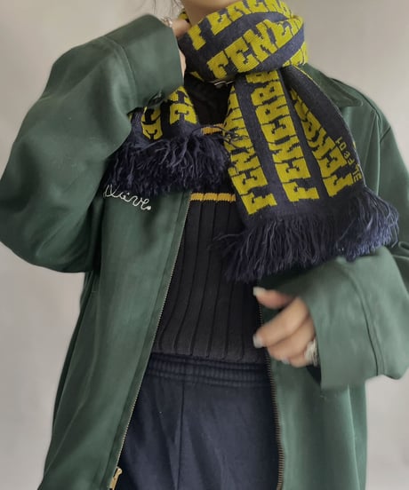 【USED】 Knit Soccer Muffler Yellow × Navy / 230206-004