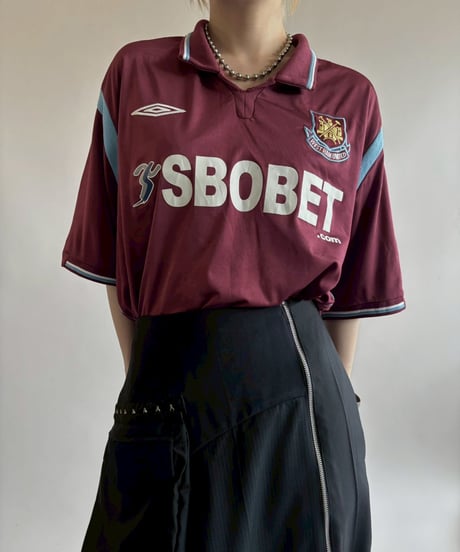 【USED】 09~10's UMBRO West Ham Soccer Shirt / 250717-017