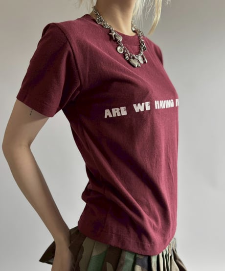 【USED】 RESIZED Made in USA 80's ARE WE HAVING FUN YET? T-Shirt / 260627-006