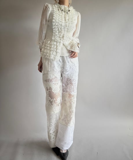 【RE;CIRCLE】 RE Crochet Lace Patch work Pants / 250731-010