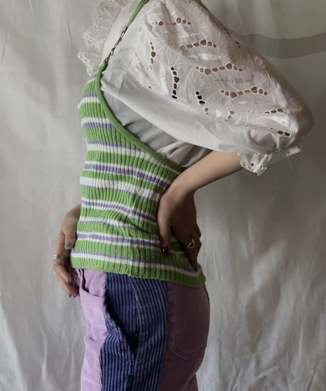 【USED】  Multi Border Rib Knit Camisole /210317-001