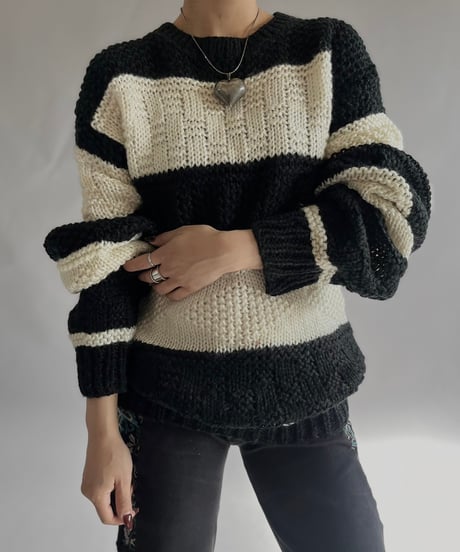【USED】 PRINCE BERNAD Border Knit Top/241207-013