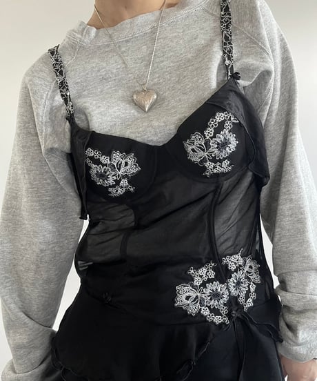 【USED】 Flower Pattern Sheer Camisole Top /250215-016