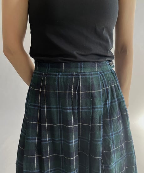【USED】 Check Patterned Wool Pleats Skirt / 241019-031