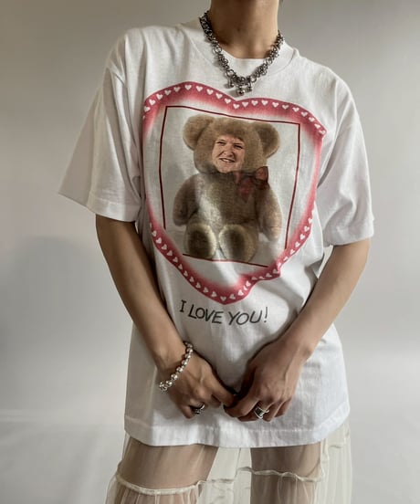 【USED】  Made in USA 90's Screen Stars Vest I LOVE YOU T-Shirt/250510-035