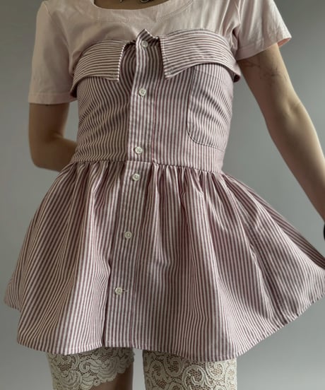 【RE;CIRCLE】  RE Stripe Shirt Mini One-Piece / 260611-001