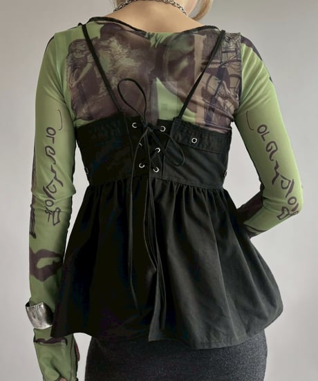 【RE;CIRCLE】 RE U.S Military Rebuild Corset Bustier Black / 260423-002
