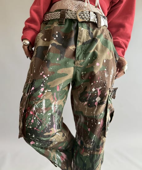 【USED】 Military Camouflage Cut Off Paint Pants / 251002-003