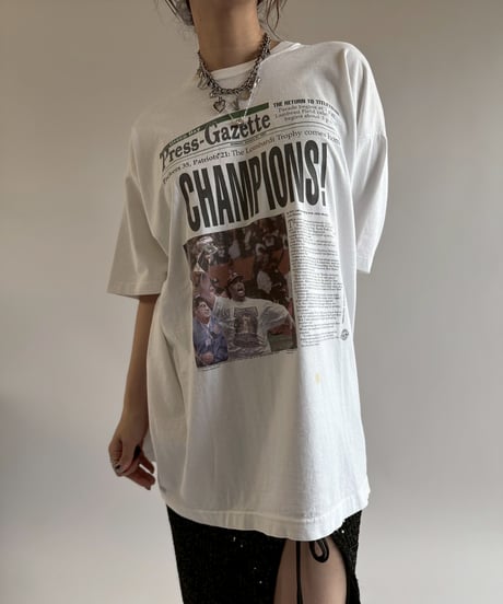 【USED】 Fruit of the Loom News Paper T-Shirt/250510-084