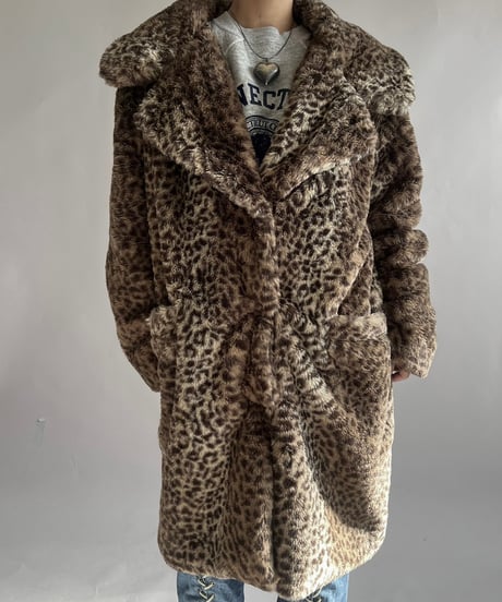 【USED】 Leopard Patterned Fake Fur Jacket /241221-007