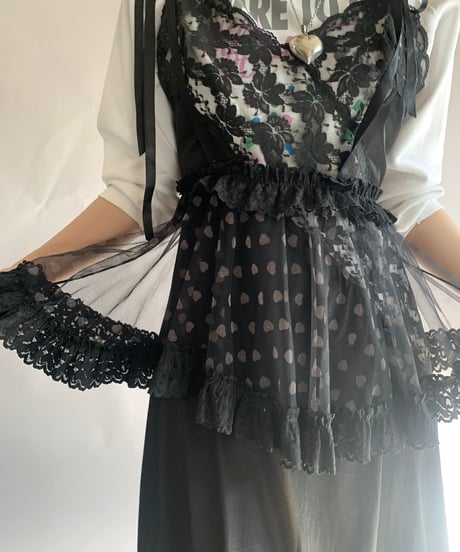 【USED】 Heart Patterned Sheer Mini Skirt / 241124-022