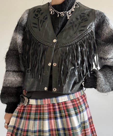【USED】 Leather Fringe Vest /250102-020