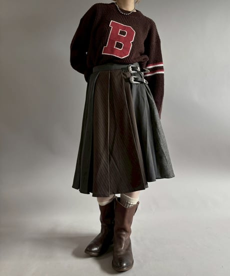【RE;CIRCLE】 RE Suit Pleats Wrap Skirt/ 260108-004