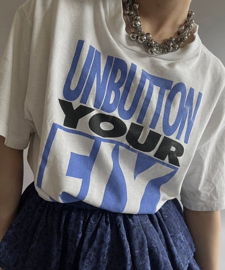 【USED】 Made in USA  80's Hanes UNBUTTON YOUR FLY T-Shirt /240720-023