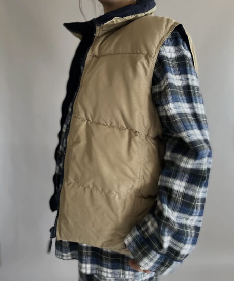 【USED】 Reversible Down Vest Beige ⇄ Navy / 221224-005