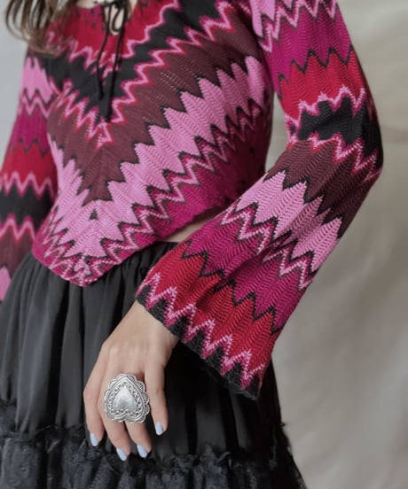 【USED】  Crochet Knit L/S Top⑥/211014-045