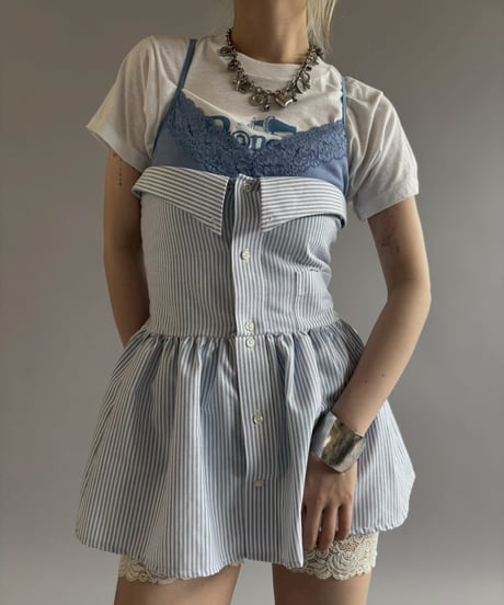 【RE;CIRCLE】  RE Stripe Shirt Mini One-Piece / 260611-003